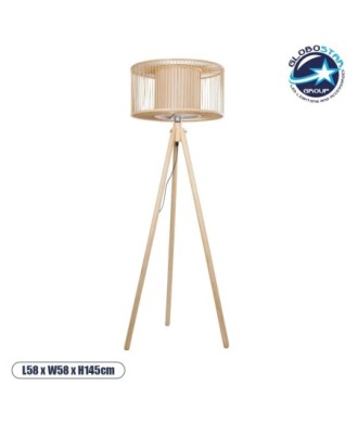 GLOBOSTAR® POPPY 01988 Boho Επιδαπέδιο Φωτιστικό με Ντουί 1 x E27 AC 220-240V IP20 - Μπεζ - Μ58 x Π58 x Υ145cm